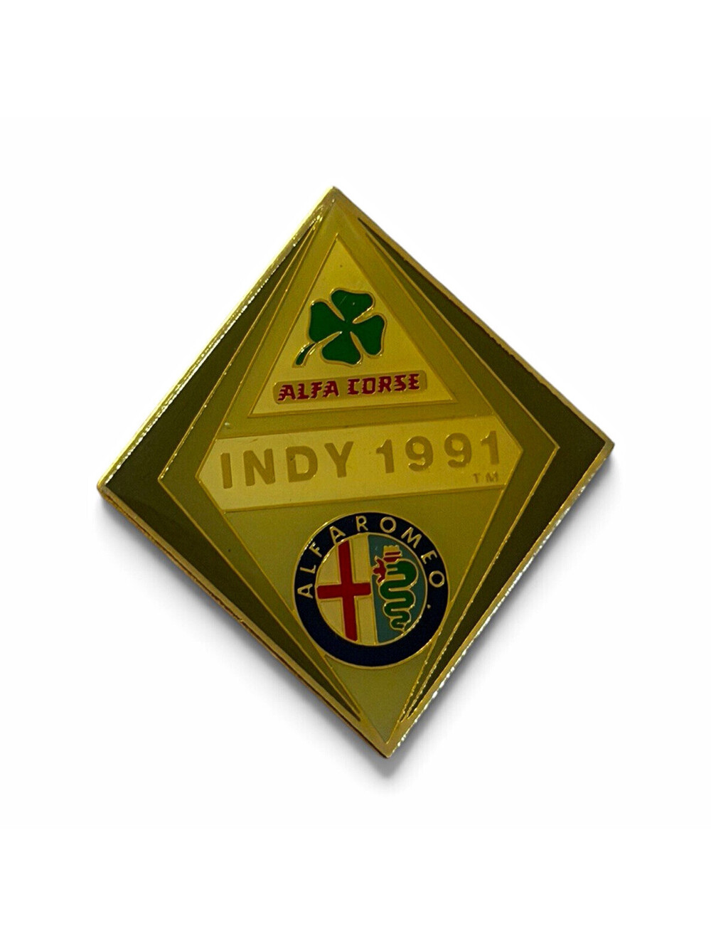 Alfa Romeo Indy 1991 Alfa Corse Logo Gold Tone Lapel Pin Green Red Blue